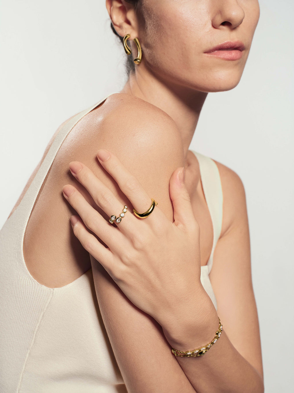 Gold Spiral Adjustable Ring – model view