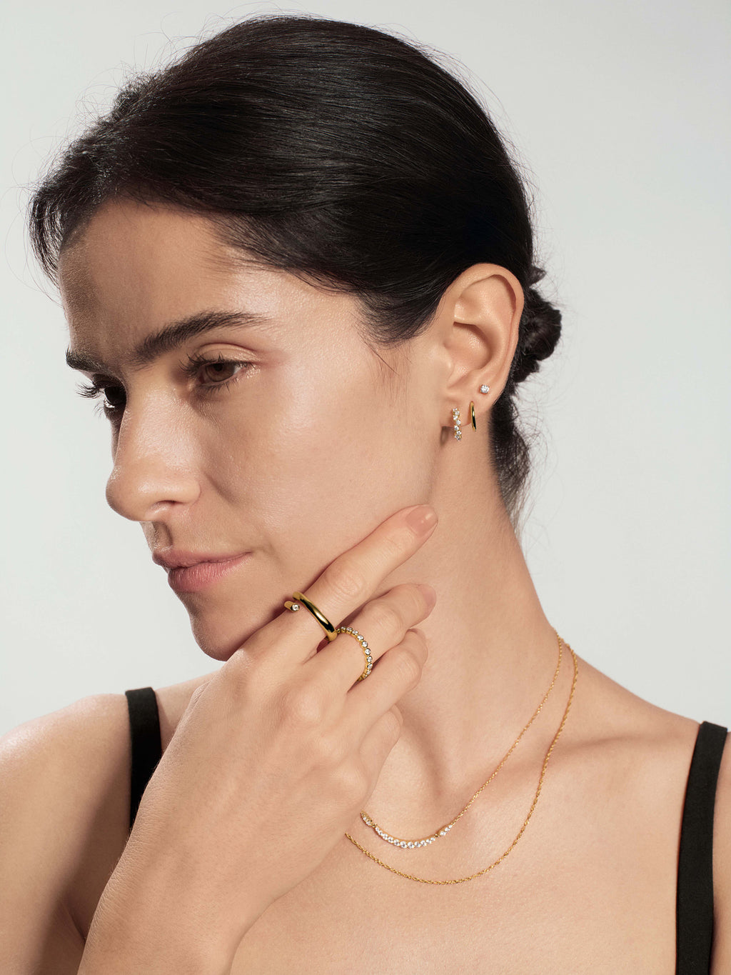 Gold Zig-Zag Pavé Huggie Hoop Earrings