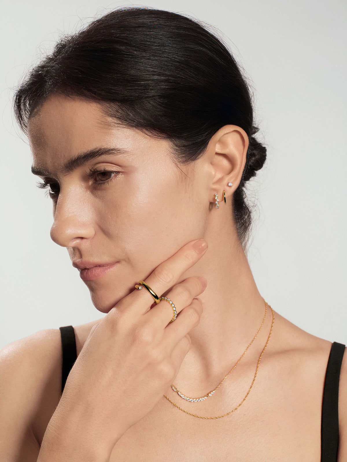 Gold Zig-Zag Pavé Huggie Hoop Earrings