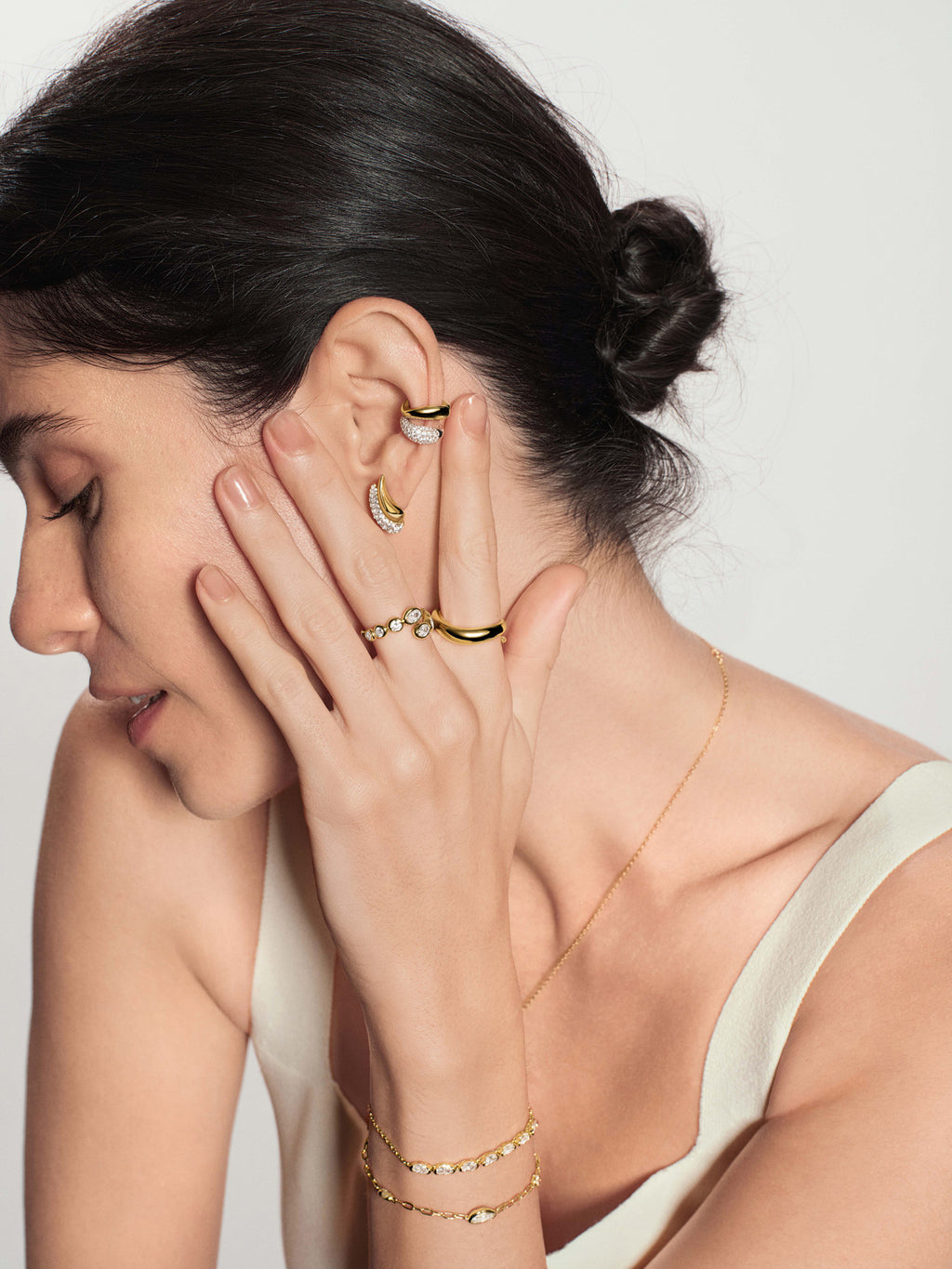 Gold Spiral Adjustable Ring – model view