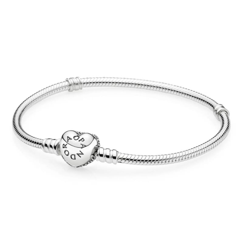 Moments Silver Bracelet with Pave Heart Clasp 590727CZ
