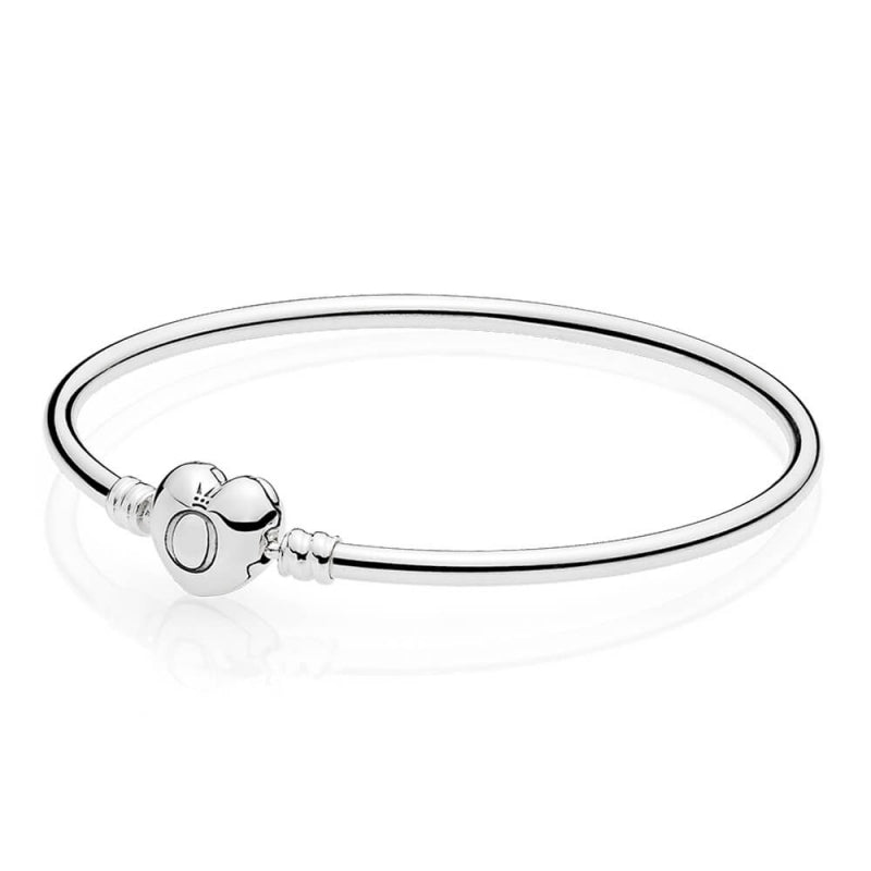 Moments Silver Bangle - Logo Heart Clasp 596268