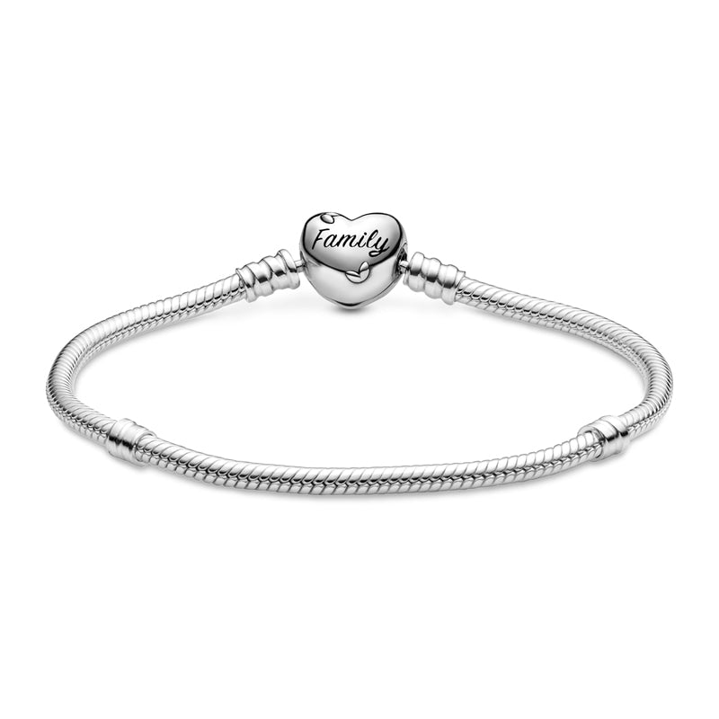 Moments Family Tree Heart Clasp Snake Chain Bracelet 598827C01