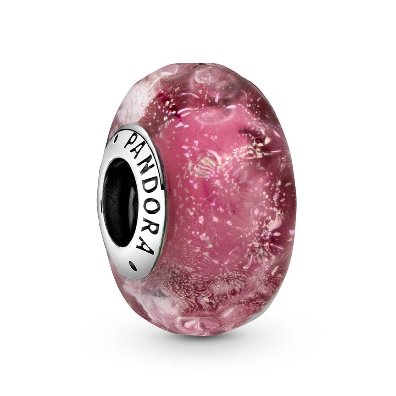 Wavy Fancy Pink Murano Glass Charm 798872C00