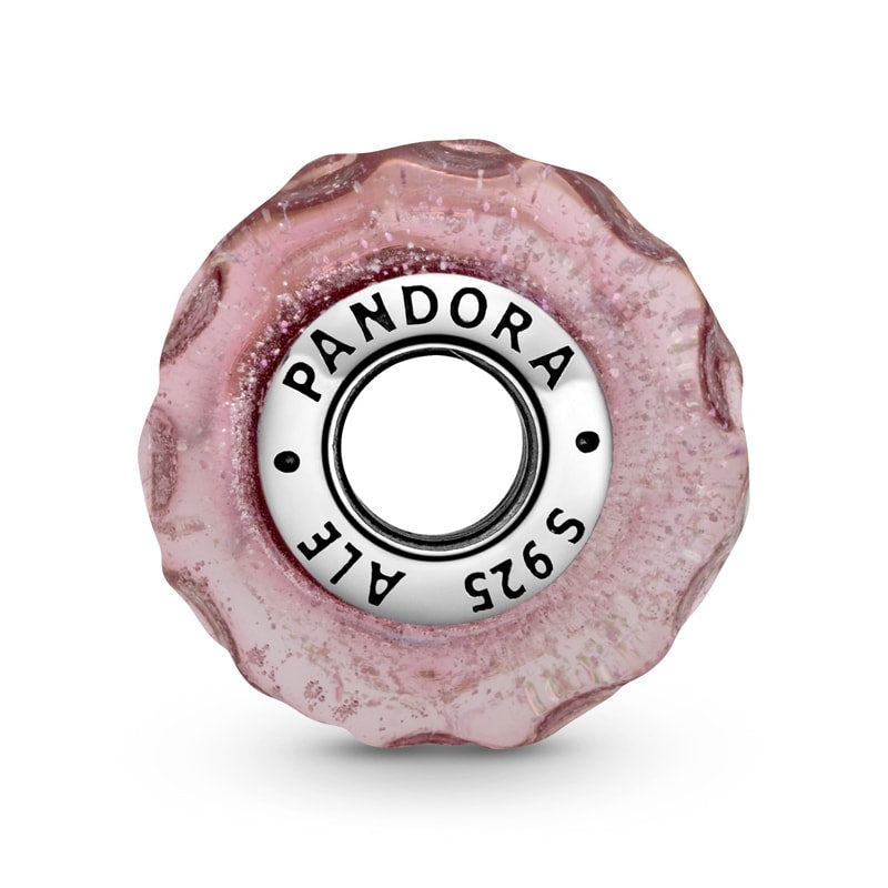 Wavy Fancy Pink Murano Glass Charm 798872C00