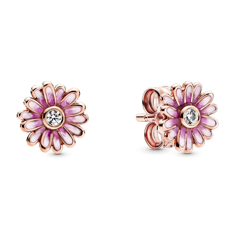Pink Daisy Flower Stud Earrings 288773C01