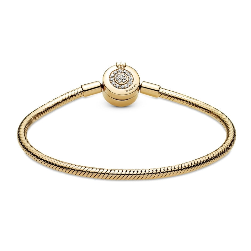 14k Gold-Plated Sparkling Crown O Snake Chain Bracelet