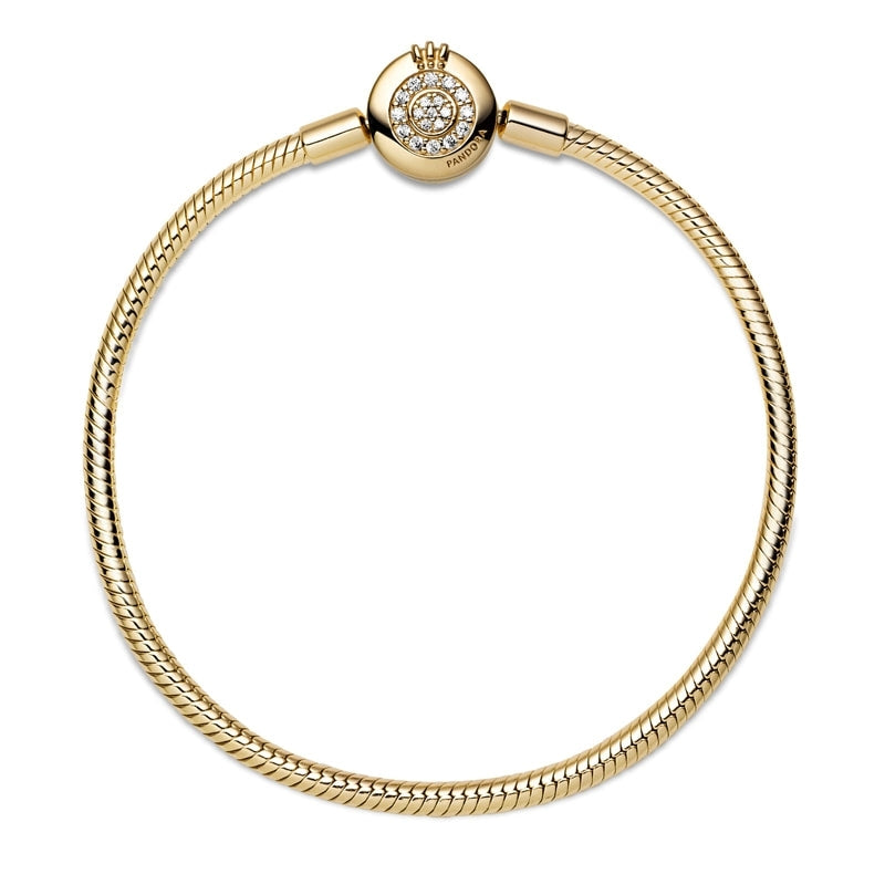 14k Gold-Plated Sparkling Crown O Snake Chain Bracelet