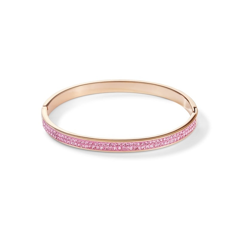 Stainless Steel Rose Gold & Crystals Pavé Light Rose Bangle