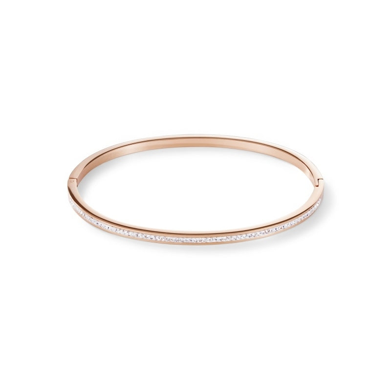 Slim Stainless Steel Rose Gold & Crystals Pavé Crystal Bangle