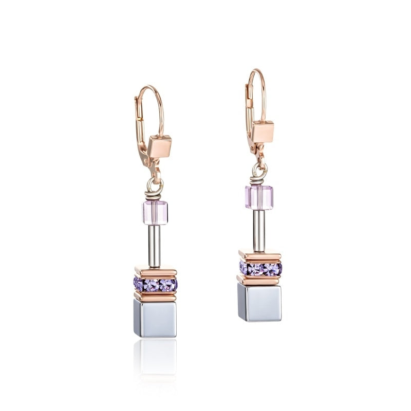 Geocube® Light Amethyst & Haematite Lilac Earrings