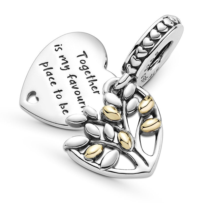 Two-Tone Family Tree Heart Dangle Charm 799161C00