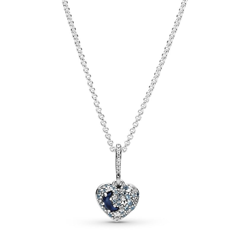 Sparkling Blue Moon & Stars Heart Necklace 399232C01 – Gift & Wrap
