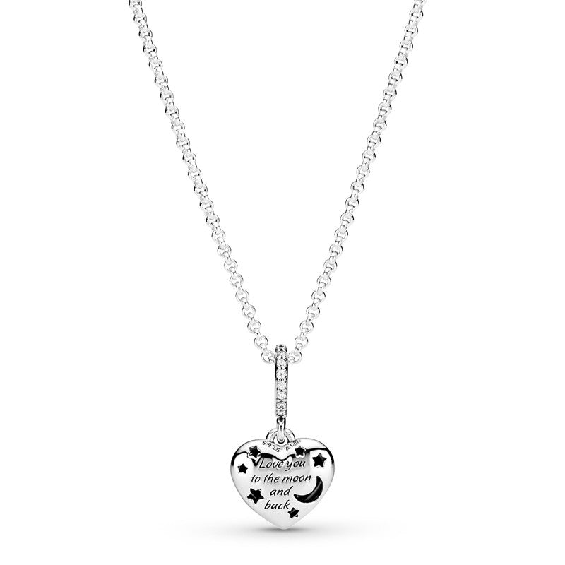 Sparkling Blue Moon & Stars Heart Necklace 399232C01 – Gift & Wrap