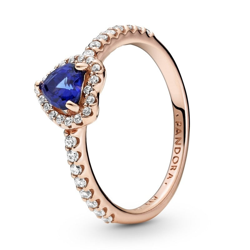 Sparkling Blue Elevated Heart Ring 188421C01