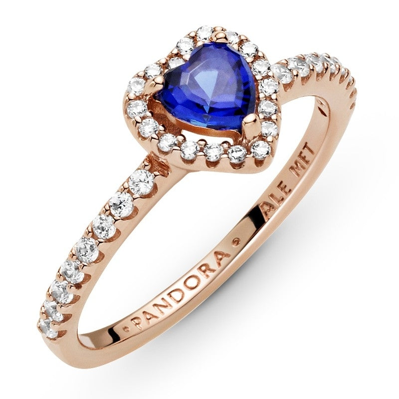Sparkling Blue Elevated Heart Ring 188421C01