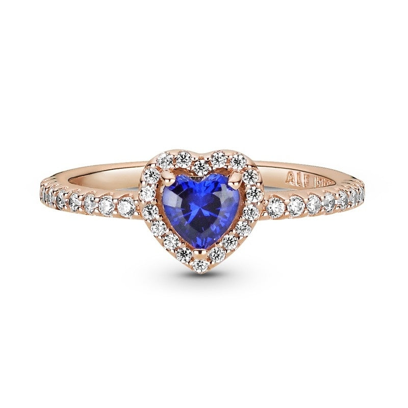 Sparkling Blue Elevated Heart Ring 188421C01