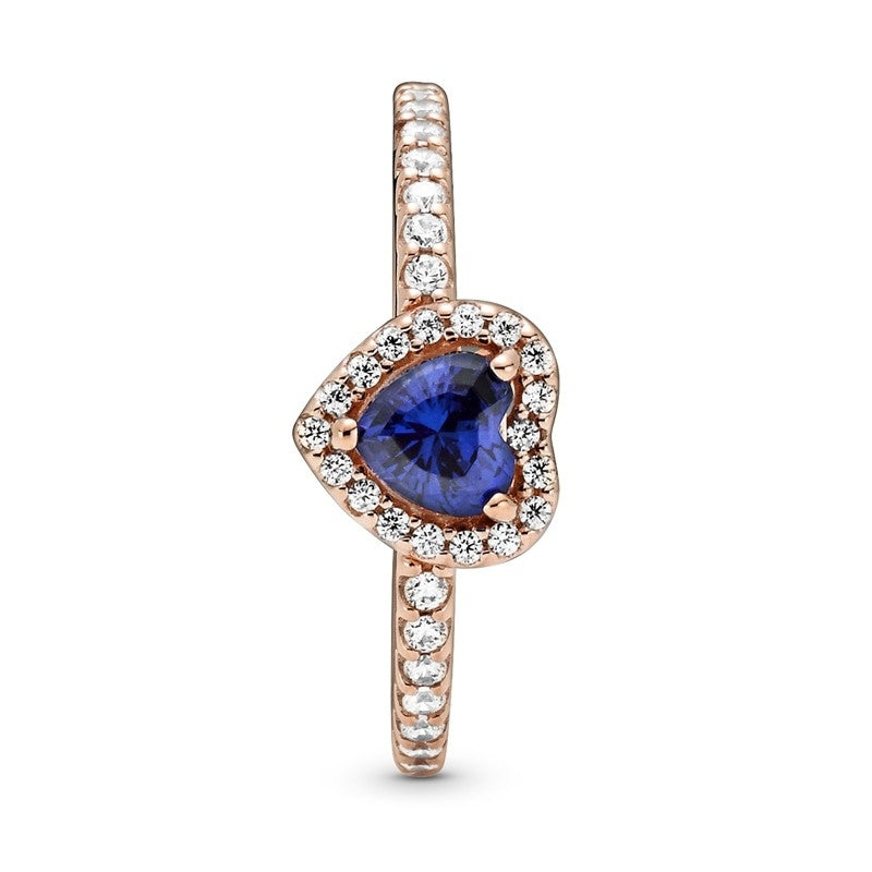Sparkling Blue Elevated Heart Ring 188421C01