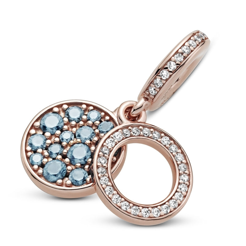 Sparkling Light Blue Disc Double Dangle Charm 789186C03