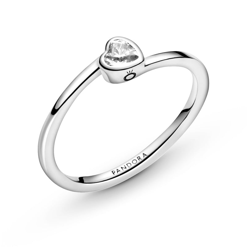 Clear Tilted Heart Solitaire Ring 199267C02