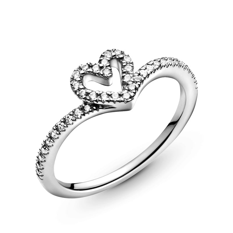Sparkling Wishbone Heart Ring 199302C01