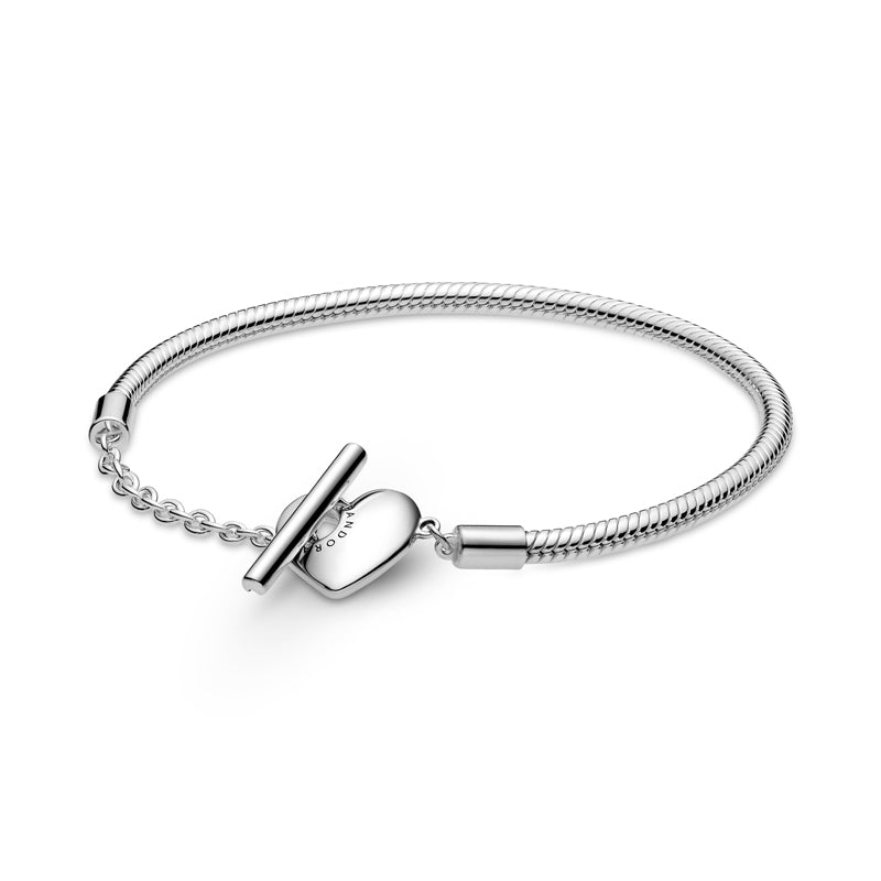 Moments Heart T-Bar Snake Chain Bracelet 599285C00