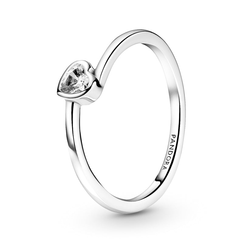 Clear Tilted Heart Solitaire Ring 199267C02