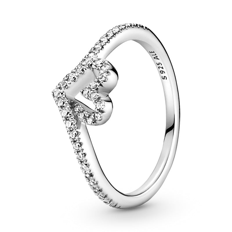 Sparkling Wishbone Heart Ring 199302C01