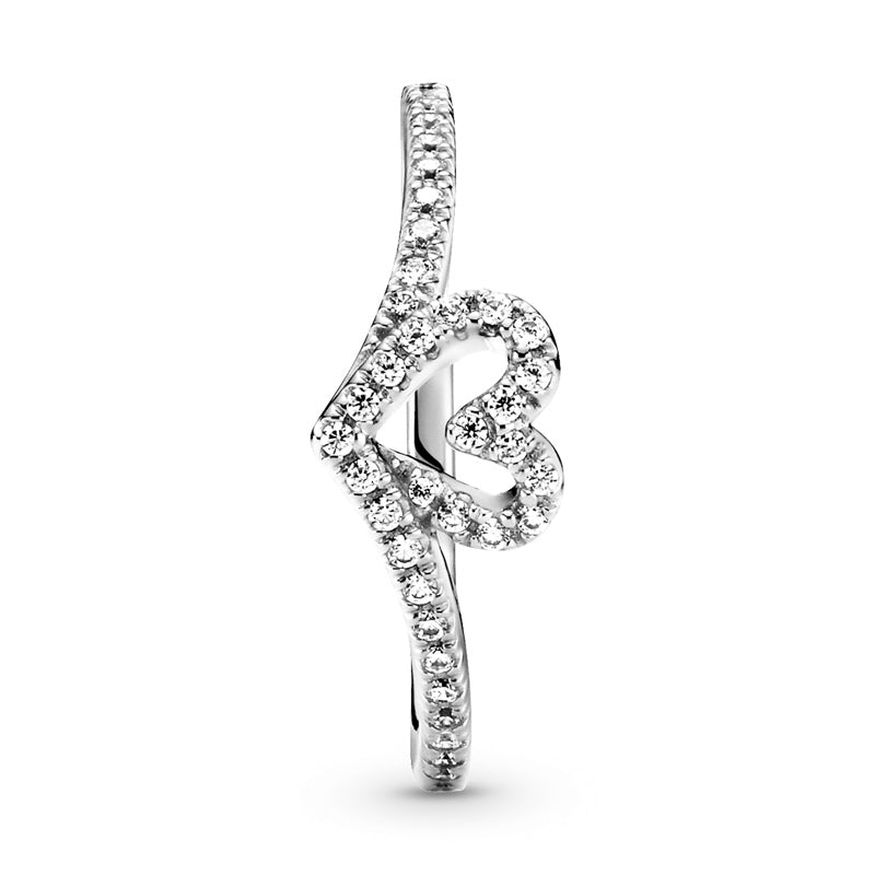 Sparkling Wishbone Heart Ring 199302C01
