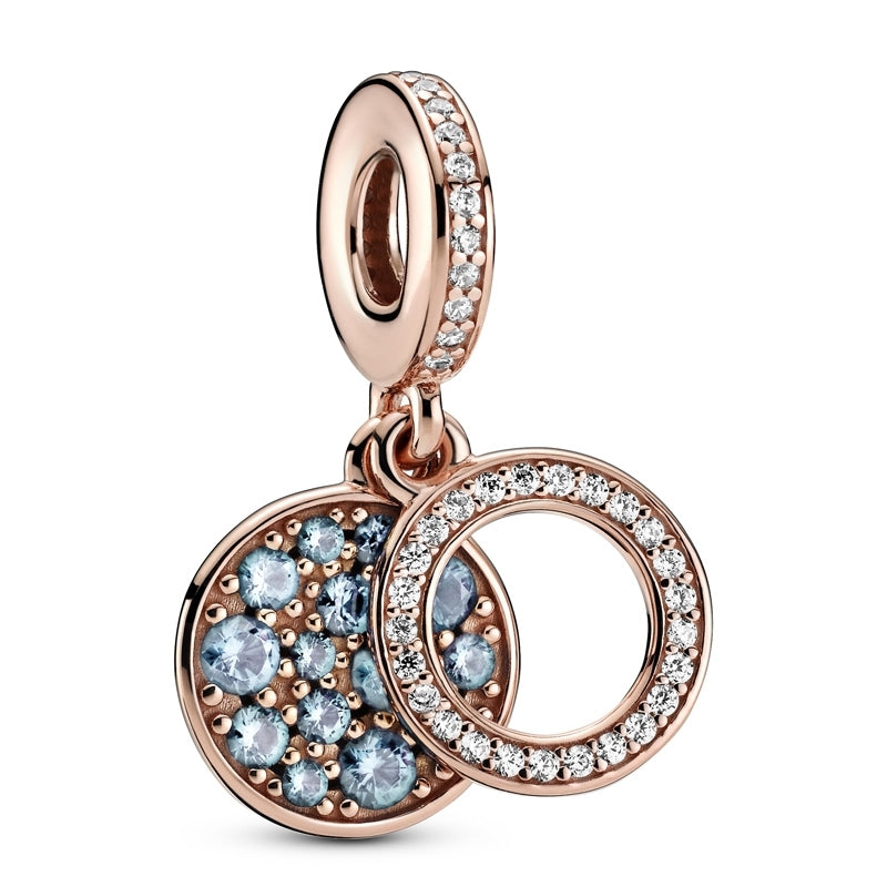 Sparkling Light Blue Disc Double Dangle Charm 789186C03