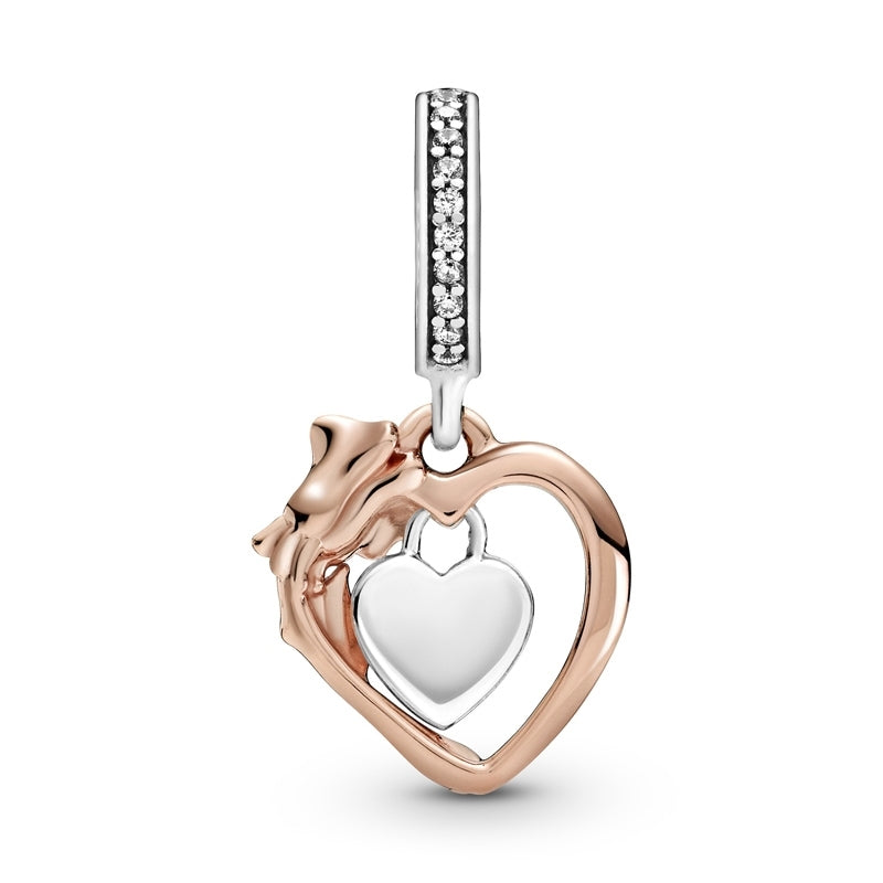 Heart & Rose Flower Dangle Charm 789290C01