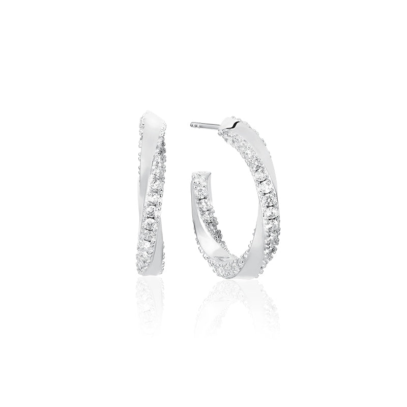 Ferrara Creolo Medio Earrings with white zirconia