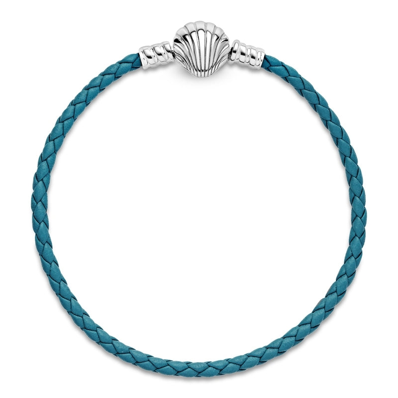 Moments Seashell Clasp Turquoise Braided Leather Bracelet 598951C01 ...
