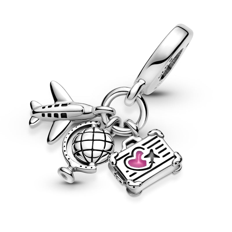 Airplane, Globe & Suitcase Dangle Charm 799435C01