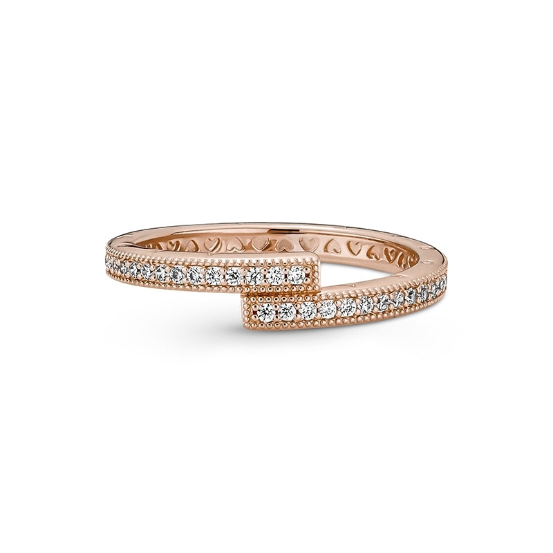 14k Rose Gold-Plated Sparkling Overlapping Ring 189491C01