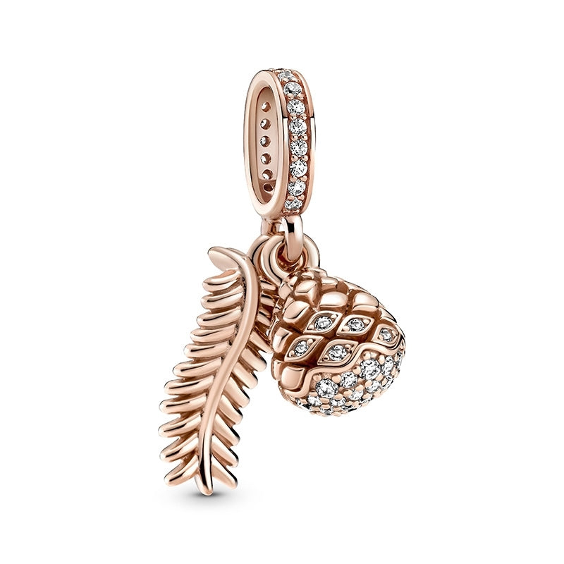 14k Rose gold-plated Sparkling Pine Cone Dangle Charm 789557C01