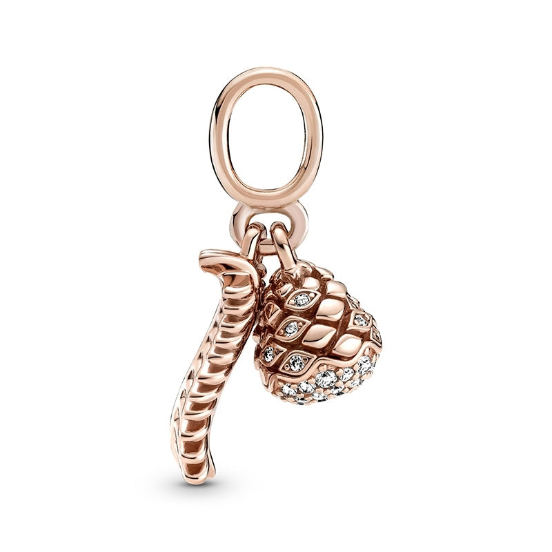 14k Rose gold-plated Sparkling Pine Cone Dangle Charm 789557C01