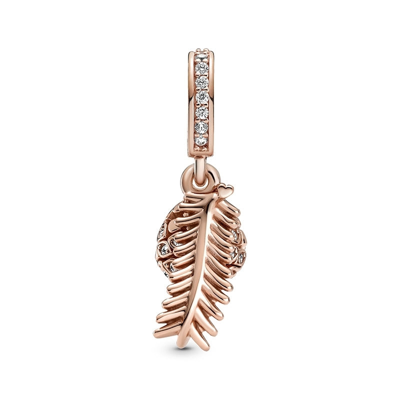 14k Rose gold-plated Sparkling Pine Cone Dangle Charm 789557C01