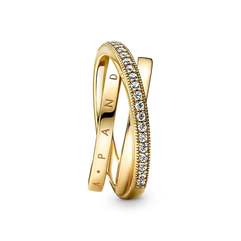 14k Gold-plated Crossover Pave Triple Band Ring 169057C01