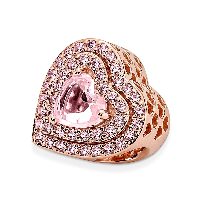 14k Rose Gold-Plated Sparkling Levelled Heart Charm 789218C01