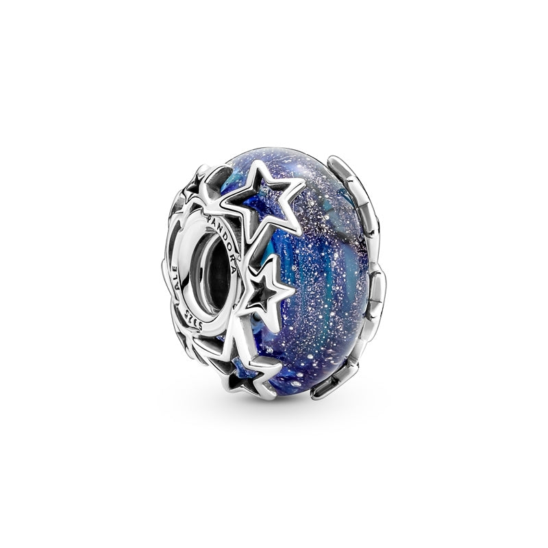 Galaxy Blue & Star Murano Charm 790015C00