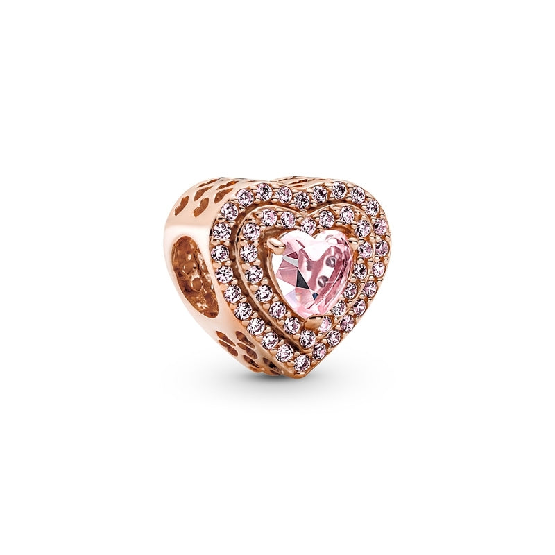 14k Rose Gold-Plated Sparkling Levelled Heart Charm 789218C01