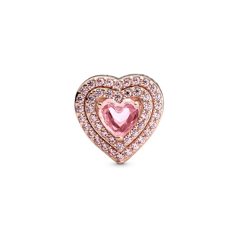 14k Rose Gold-Plated Sparkling Levelled Heart Charm 789218C01