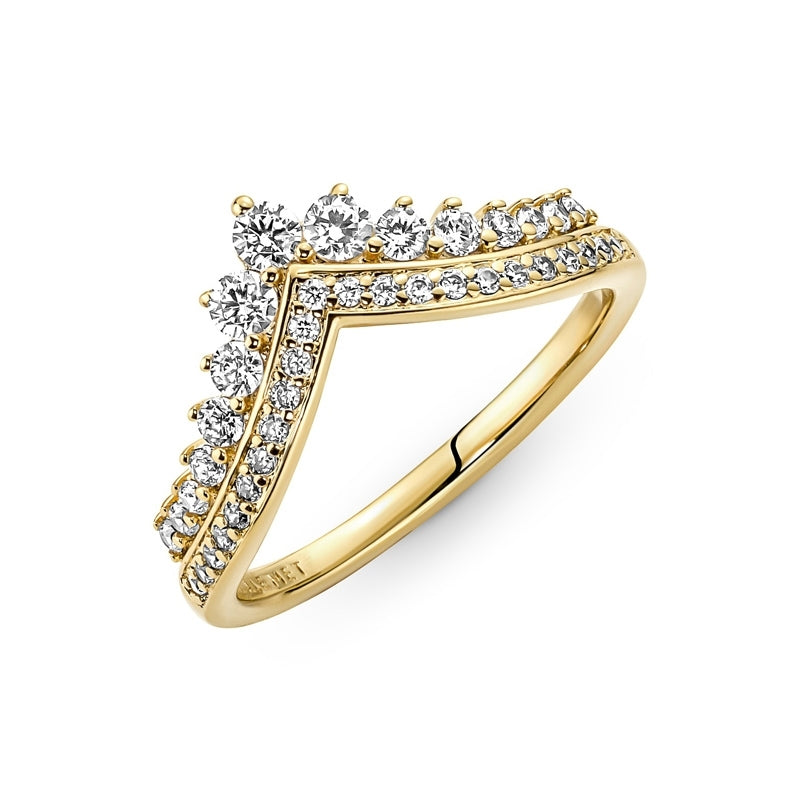 Timeles Princess Shine Wishbone Ring with Clear CZ 167736C01