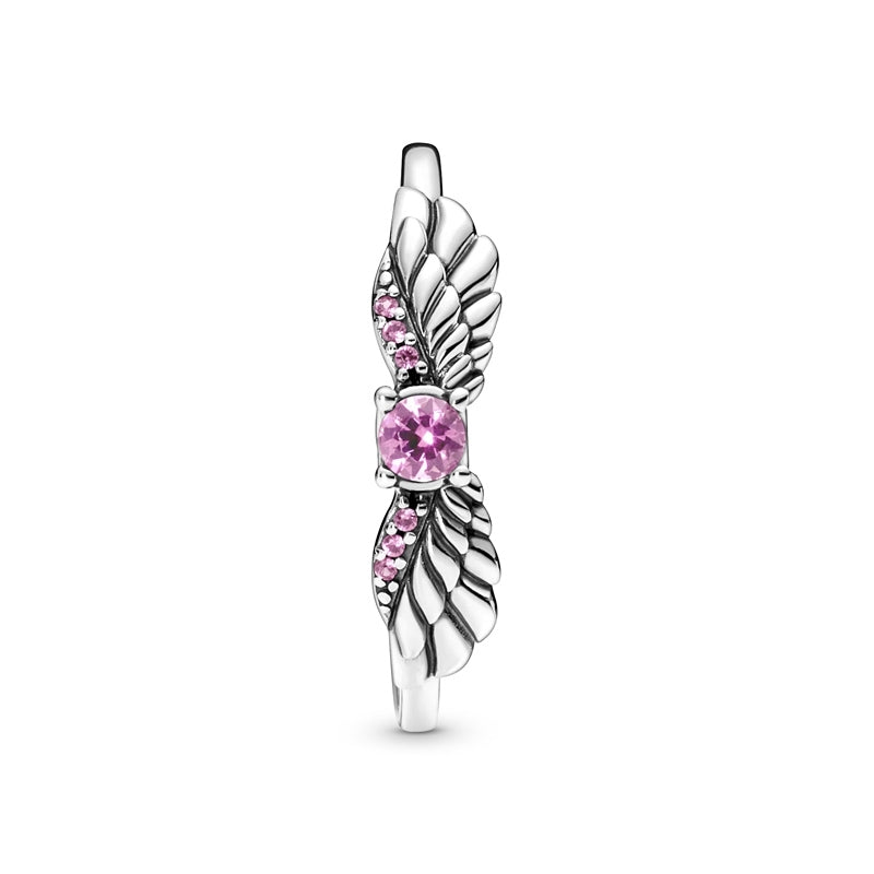 Sparkling Angel Wings Ring with Pink Stones 198500C02