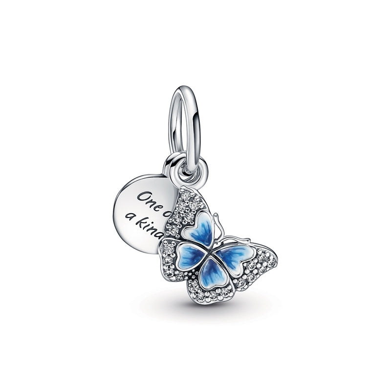 Blue Butterfly & Quote Double Dangle 790757C01