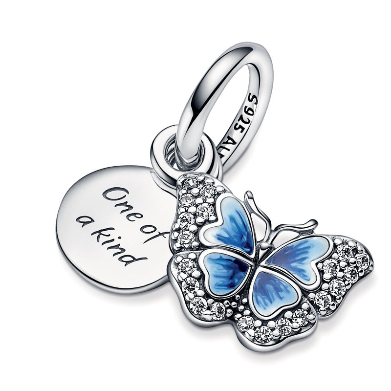 Blue Butterfly & Quote Double Dangle 790757C01