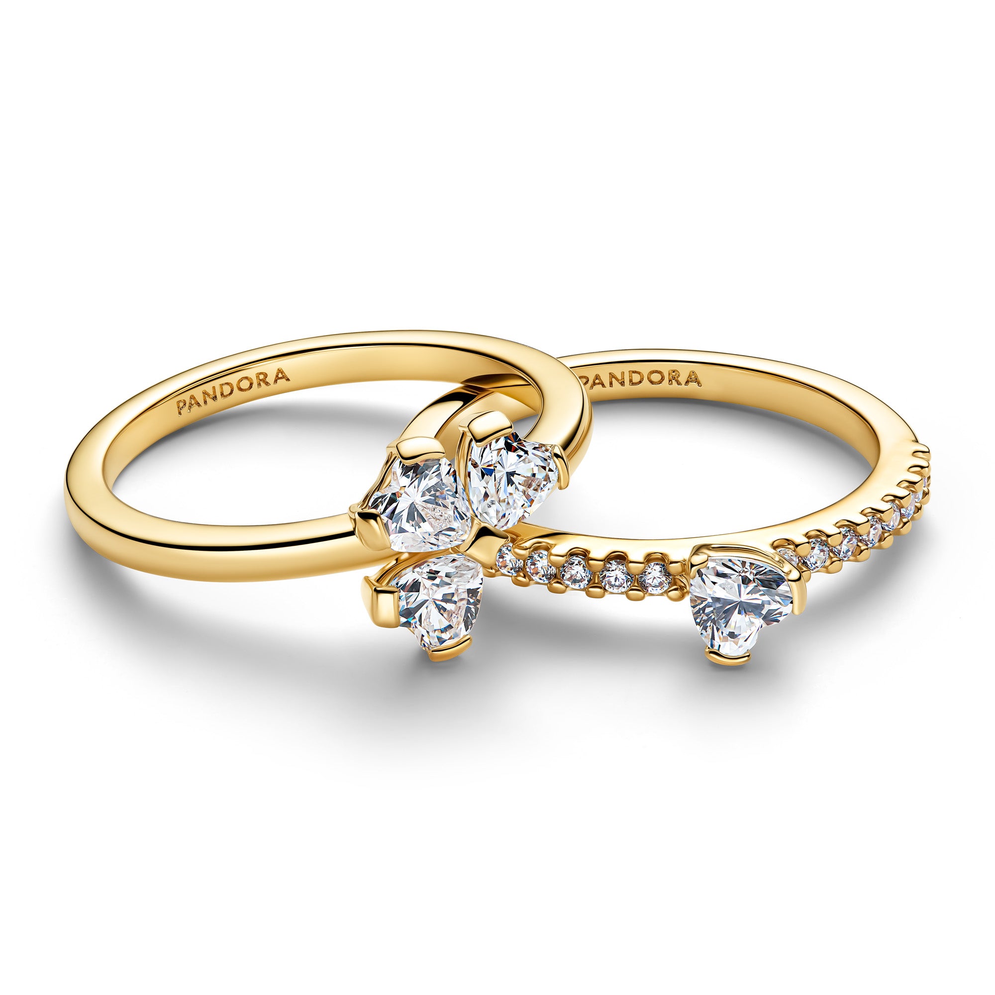 14k Gold-Plated Sparkling Lucky Clover Splittable Ring