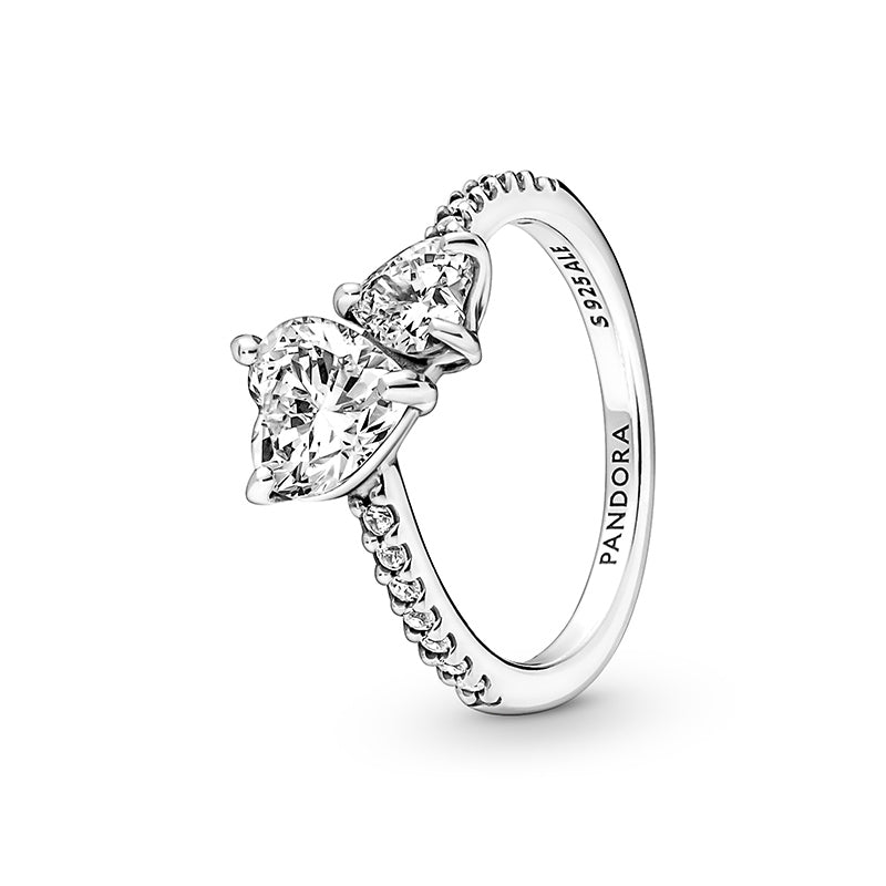 Double Heart Sparkling Ring 191198C01