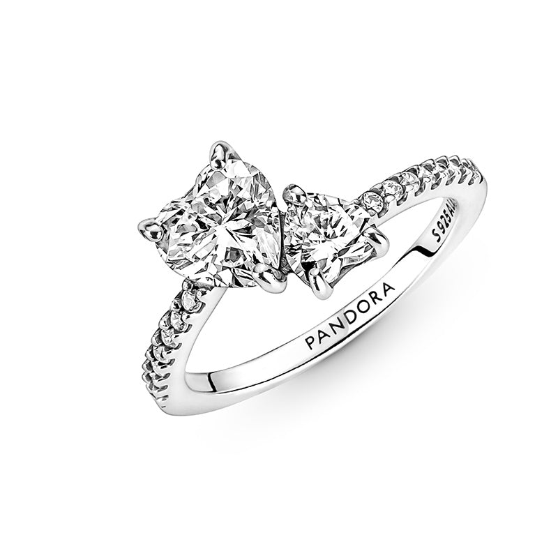 Double Heart Sparkling Ring 191198C01